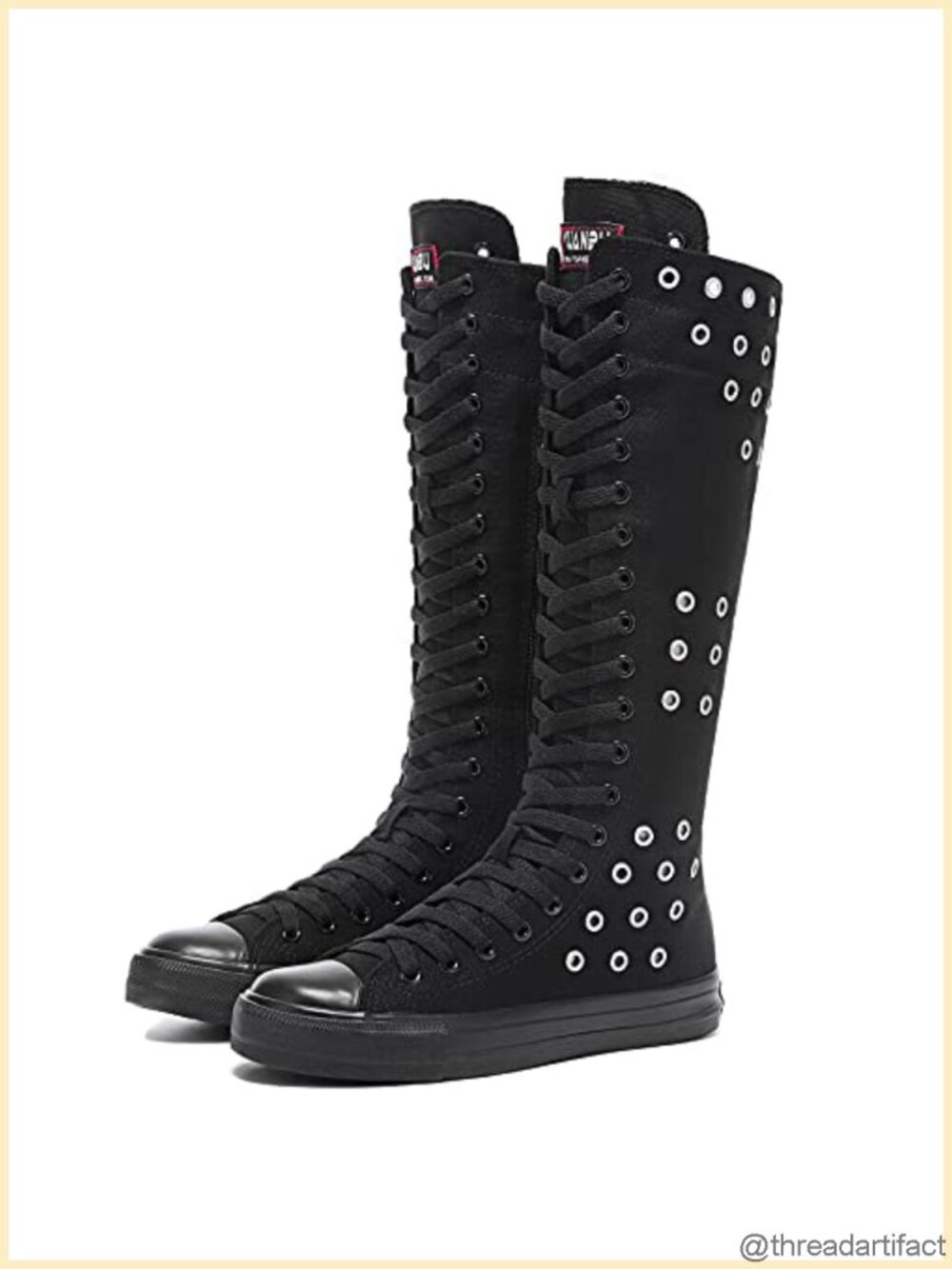 Canvas Knee High Lace-Up Sneaker Boots Mid-Calf Casual School Shoes